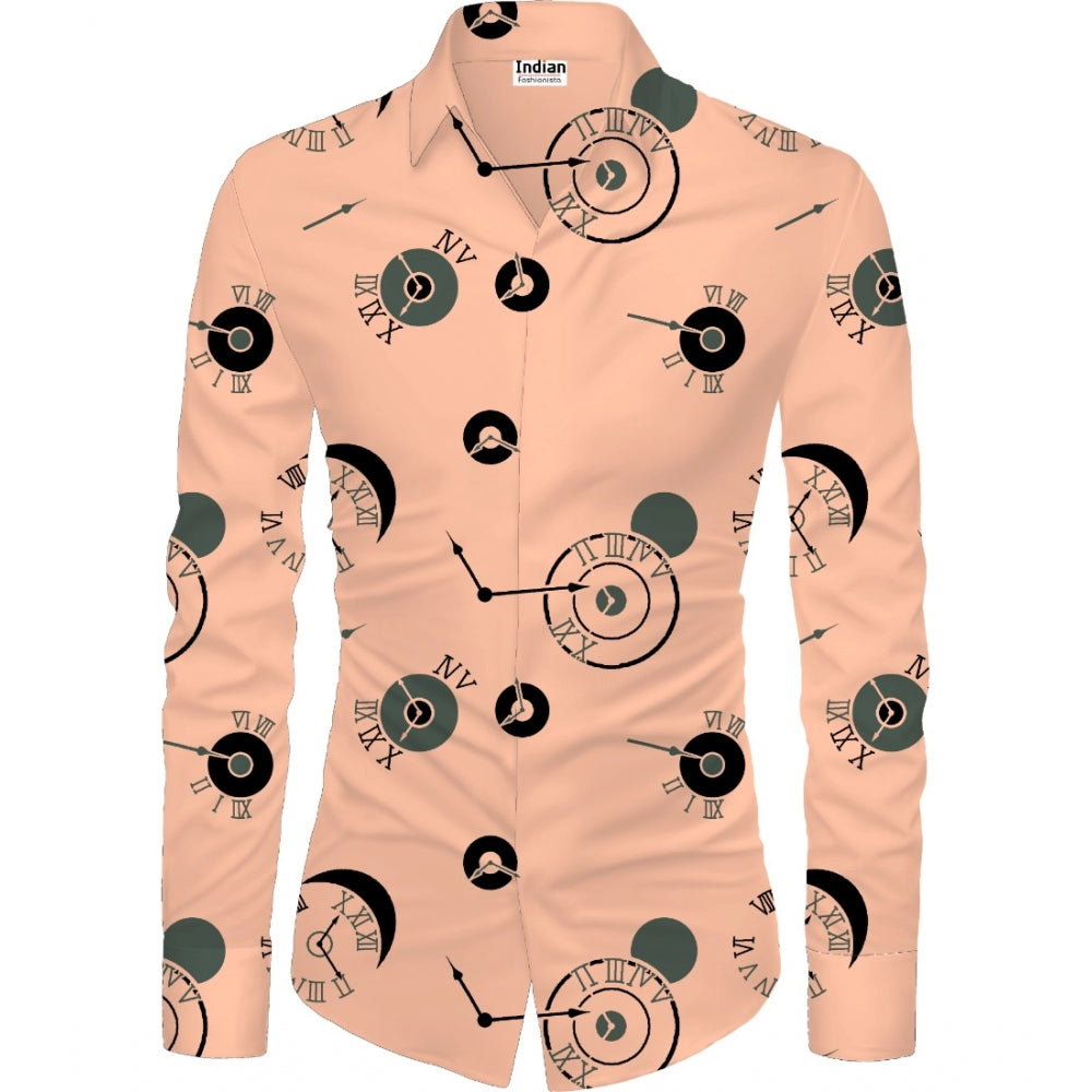 Snuggle Spot Men's Casual Floral Printed Cotton Blend Unstitched Shirt Fabric 1.6 Mtrs (Orange)