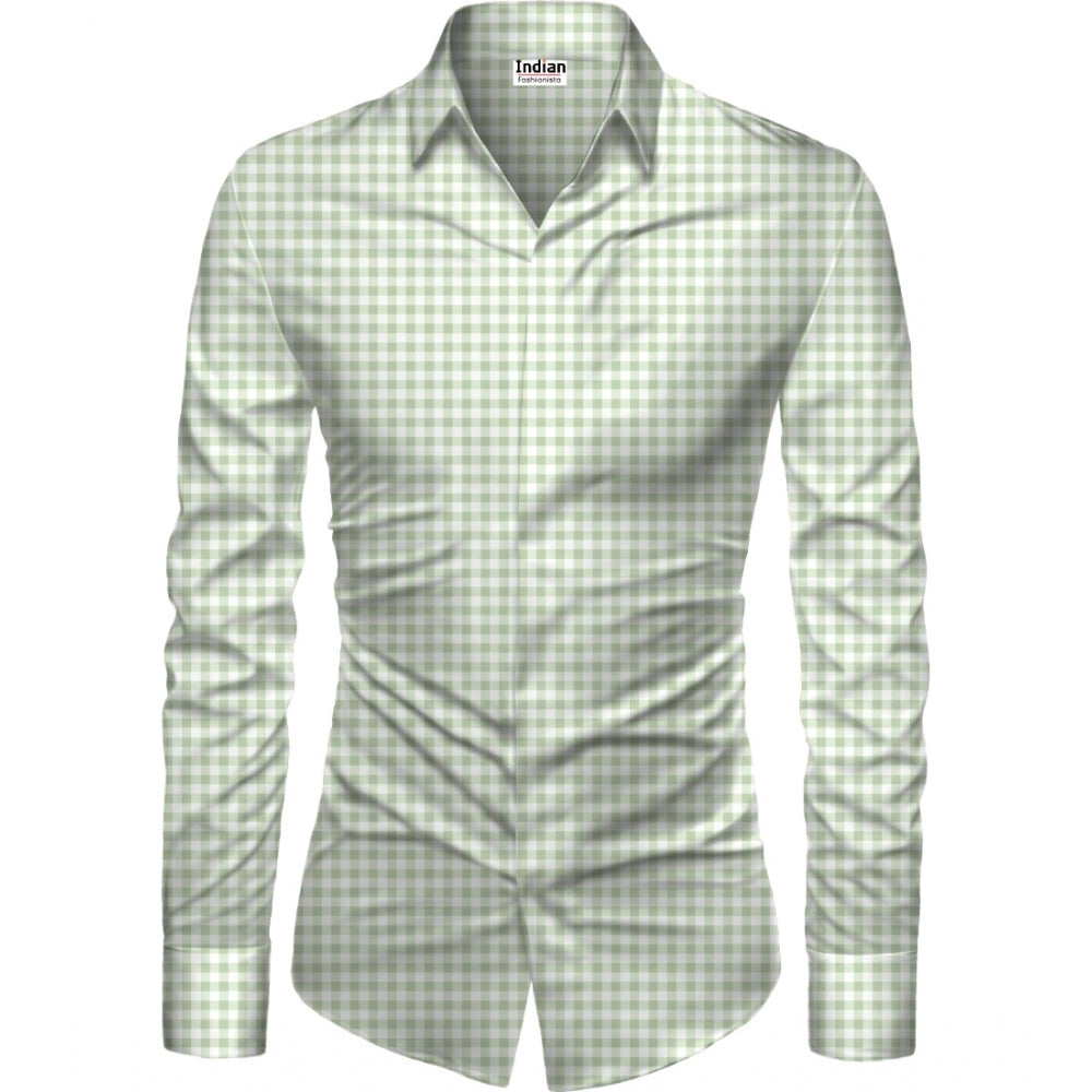 Snuggle Spot Men's Casual Floral Printed Cotton Blend Unstitched Shirt Fabric 1.6 Mtrs (Green)