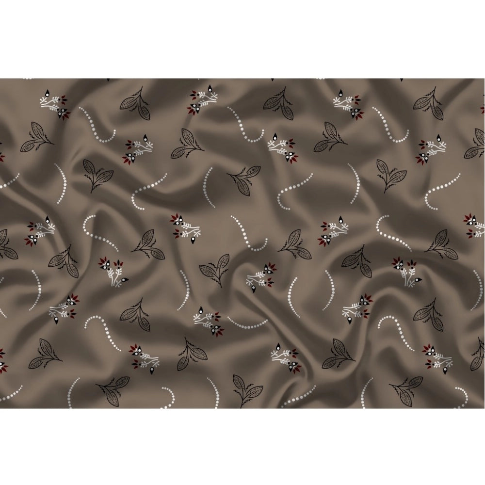 Snuggle Spot Men's Casual Floral Printed Cotton Blend Unstitched Shirt Fabric 1.6 Mtrs (Brown)