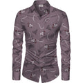 Snuggle Spot Men's Casual Floral Printed Cotton Blend Unstitched Shirt Fabric 1.6 Mtrs (Violet)