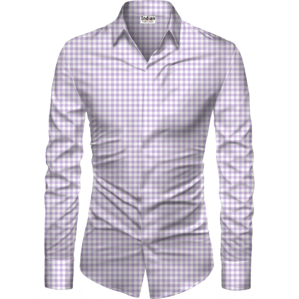 Snuggle Spot Men's Casual Floral Printed Cotton Blend Unstitched Shirt Fabric 1.6 Mtrs (Purple)