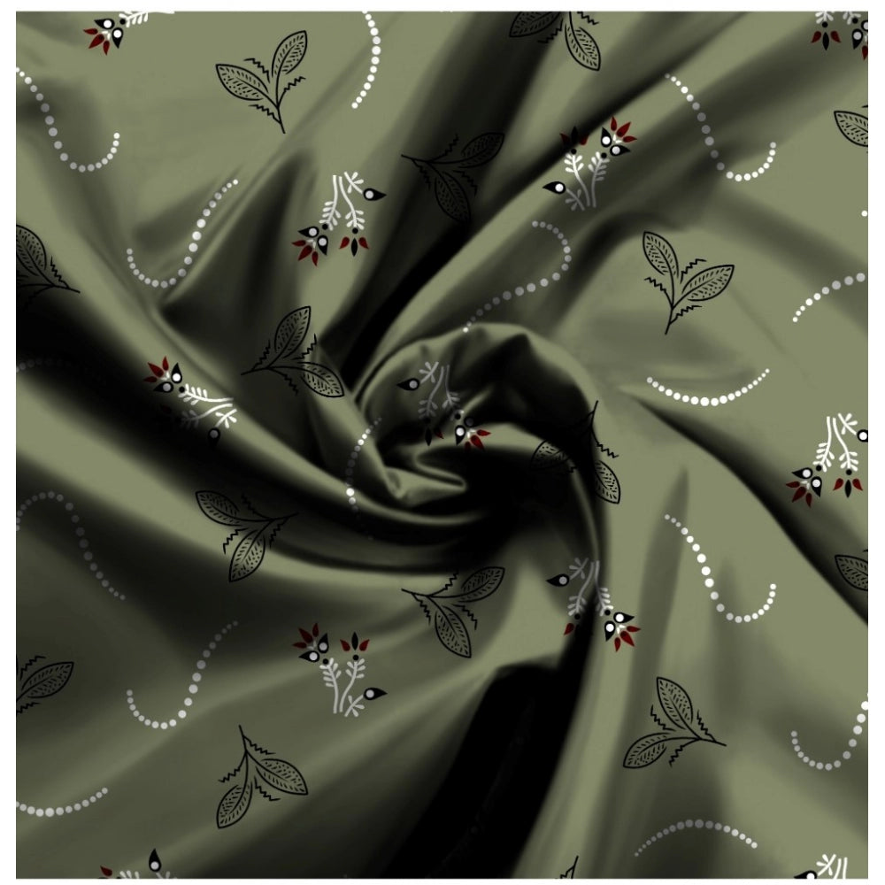 Snuggle Spot Men's Casual Floral Printed Cotton Blend Unstitched Shirt Fabric 1.6 Mtrs (Green)