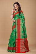 Snuggle Spot Women's Jacquard Woven Saree With Unstitched Blouse 5.5Mtr (Green)
