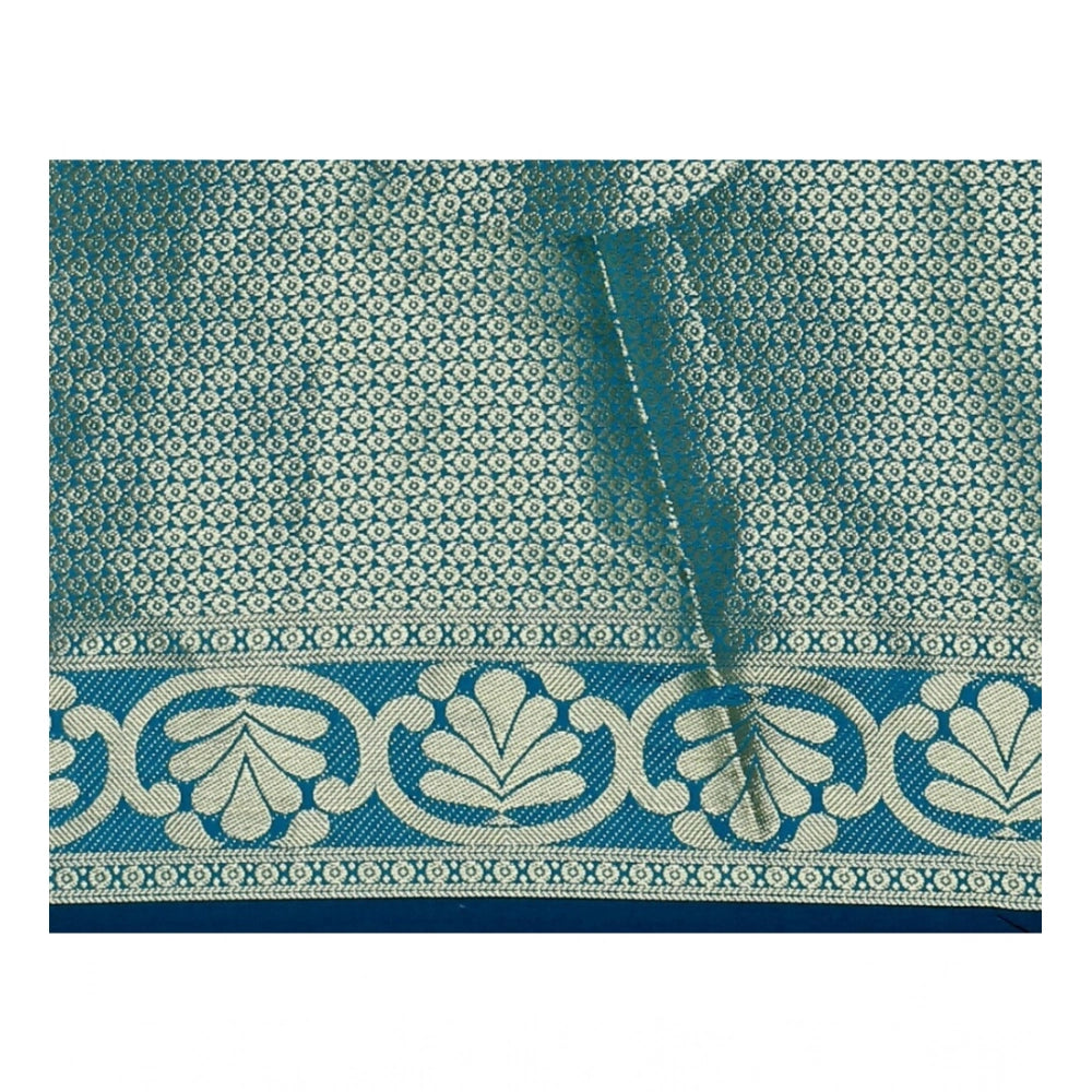 Snuggle Spot Women's Jacquard Woven Saree With Unstitched Blouse 5.5Mtr (Dark Blue)