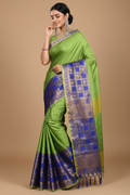 Snuggle Spot Women's Jacquard Woven Saree With Unstitched Blouse 5.5Mtr (Green)