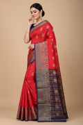 Snuggle Spot Women's Silk Blend Woven Saree With Unstitched Blouse 5.5Mtr (Red)