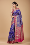 Snuggle Spot Women's Jacquard Woven Saree With Unstitched Blouse 5.5Mtr (Blue)