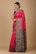 Snuggle Spot Women's Silk Blend Woven Saree With Unstitched Blouse 5.5Mtr (Multicolor)