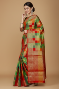 Snuggle Spot Women's Jacquard Woven Saree With Unstitched Blouse 5.5Mtr (Red)