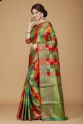 Snuggle Spot Women's Jacquard Woven Saree With Unstitched Blouse 5.5Mtr (Green)