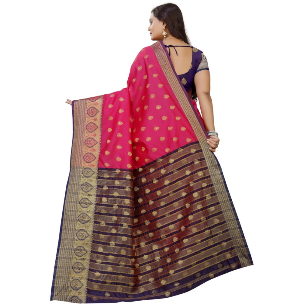 Snuggle Spot Women's Silk Blend Woven Saree With Unstitched Blouse 5.5Mtr (Multicolor)