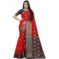 Snuggle Spot Women's Silk Blend Woven Saree With Unstitched Blouse 5.5Mtr (Purple-Red)