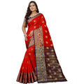 Snuggle Spot Women's Silk Blend Woven Saree With Unstitched Blouse 5.5Mtr (Purple-Red)