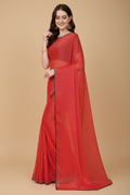 Snuggle Spot Women's Silk Blend Embellished Saree With Unstitched Blouse 5.5Mtr (Red)