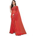 Snuggle Spot Women's Silk Blend Embellished Saree With Unstitched Blouse 5.5Mtr (Red)