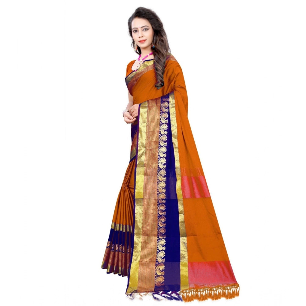 Snuggle Spot Women's Jacquard Woven Saree With Unstitched Blouse 5.5Mtr (Multicolor)