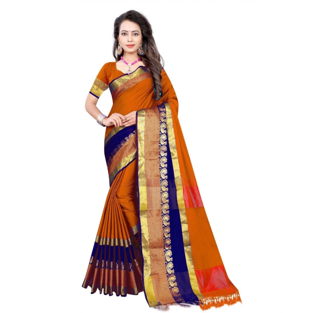 Snuggle Spot Women's Jacquard Woven Saree With Unstitched Blouse 5.5Mtr (Multicolor)