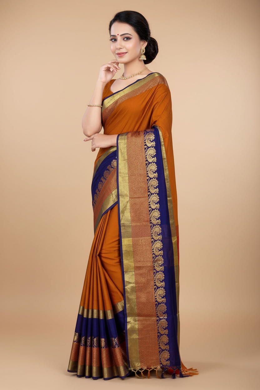 Snuggle Spot Women's Jacquard Woven Saree With Unstitched Blouse 5.5Mtr (Multicolor)