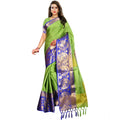 Snuggle Spot Women's Jacquard Woven Saree With Unstitched Blouse 5.5Mtr (Green)