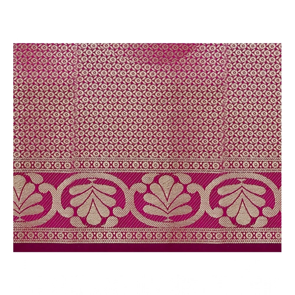 Snuggle Spot Women's Jacquard Woven Saree With Unstitched Blouse 5.5Mtr (Blue)