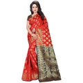Snuggle Spot Women's Jacquard Woven Saree With Unstitched Blouse 5.5Mtr (Red)