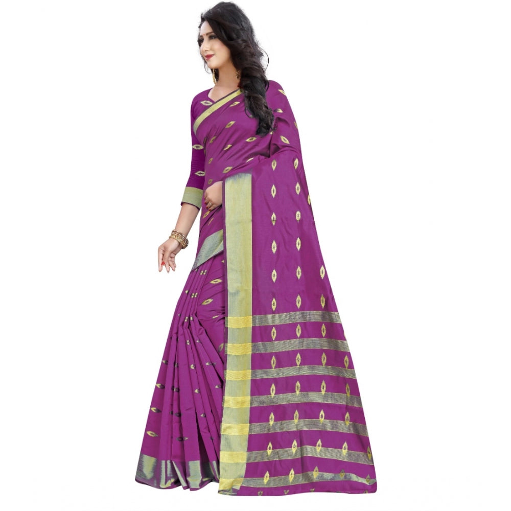 Snuggle Spot Women's Silk Blend Woven Saree With Unstitched Blouse 5.5Mtr (Pink)