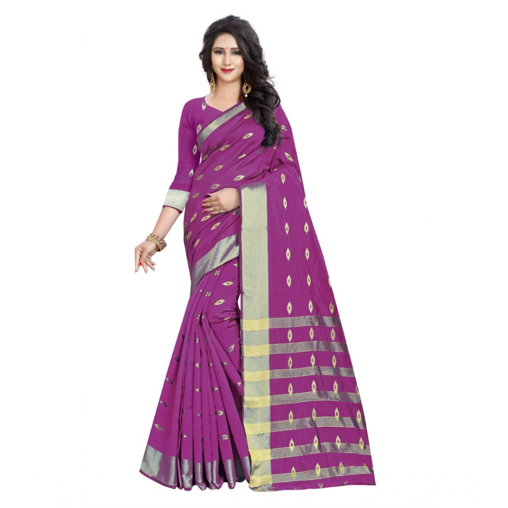 Snuggle Spot Women's Silk Blend Woven Saree With Unstitched Blouse 5.5Mtr (Pink)