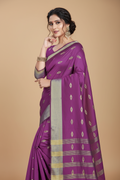 Snuggle Spot Women's Silk Blend Woven Saree With Unstitched Blouse 5.5Mtr (Pink)