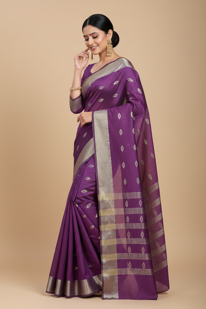 Snuggle Spot Women's Silk Blend Woven Saree With Unstitched Blouse 5.5Mtr (Pink)