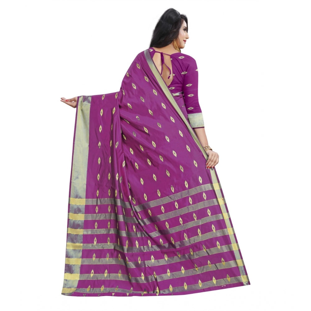 Snuggle Spot Women's Silk Blend Woven Saree With Unstitched Blouse 5.5Mtr (Pink)