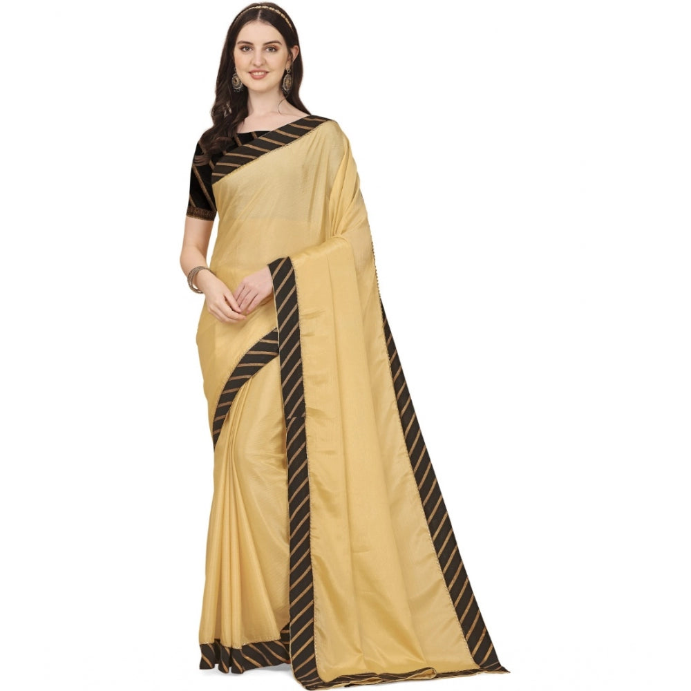 Snuggle Spot Women's Chiffon Self Design Saree With Unstitched Blouse 5.5Mtr (Yellow)
