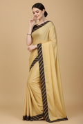 Snuggle Spot Women's Chiffon Self Design Saree With Unstitched Blouse 5.5Mtr (Yellow)