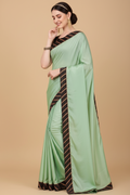 Snuggle Spot Women's Chiffon Self Design Saree With Unstitched Blouse 5.5Mtr (Light Green)