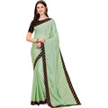 Snuggle Spot Women's Chiffon Self Design Saree With Unstitched Blouse 5.5Mtr (Light Green)