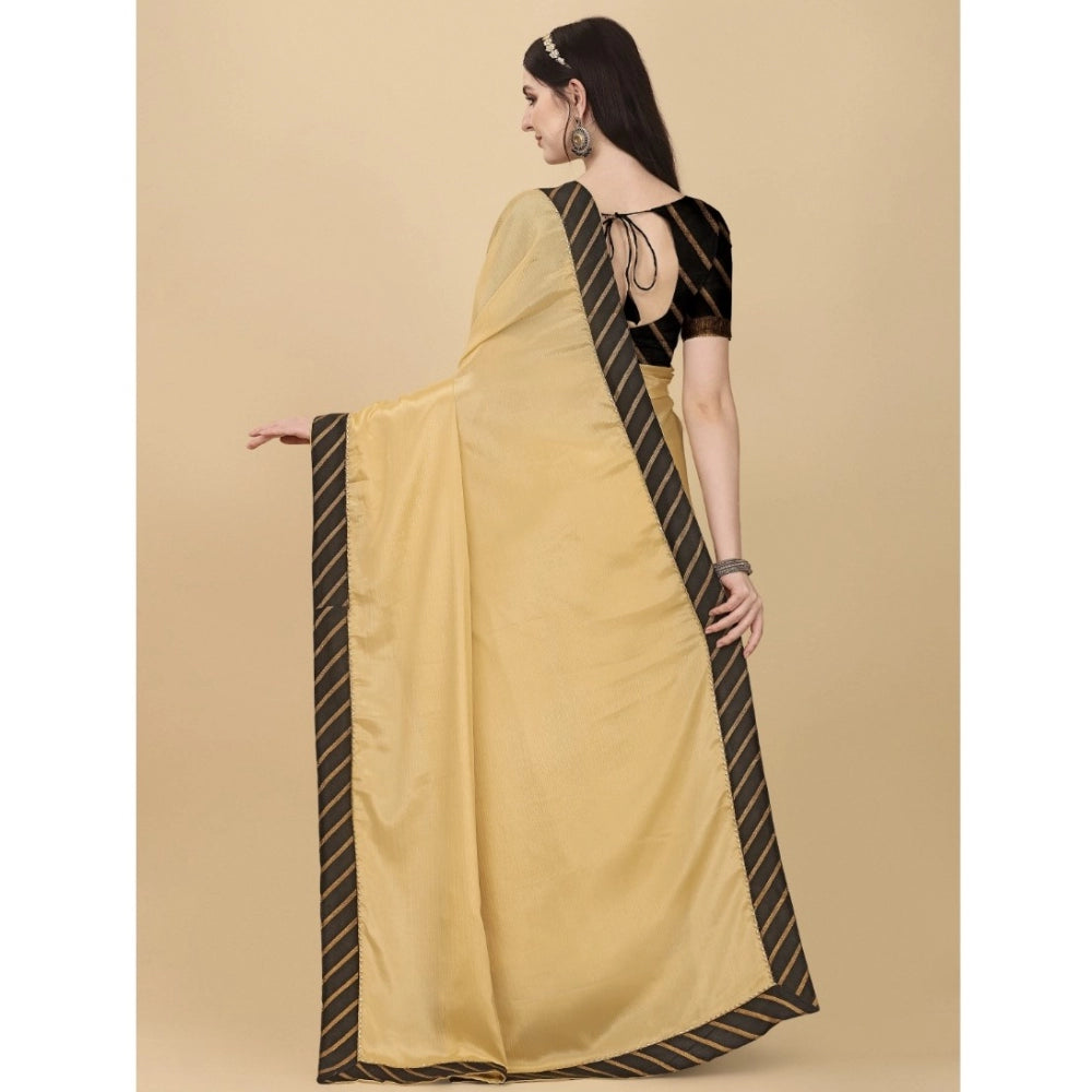 Snuggle Spot Women's Chiffon Self Design Saree With Unstitched Blouse 5.5Mtr (Yellow)