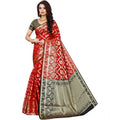 Snuggle Spot Women's Jacquard Woven Saree With Unstitched Blouse 5.5Mtr (Red)