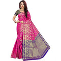 Snuggle Spot Women's Jacquard Woven Saree With Unstitched Blouse 5.5Mtr (Pink)