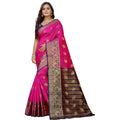 Snuggle Spot Women's Silk Blend Woven Saree With Unstitched Blouse 5.5Mtr (Pink-Beige)