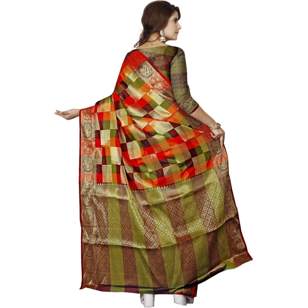 Snuggle Spot Women's Jacquard Woven Saree With Unstitched Blouse 5.5Mtr (Multicolor)