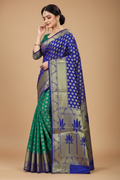 Snuggle Spot Women's Jacquard Woven Saree With Unstitched Blouse 5.5Mtr (Green)