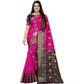 Snuggle Spot Women's Silk Blend Woven Saree With Unstitched Blouse 5.5Mtr (Blue-Pink)