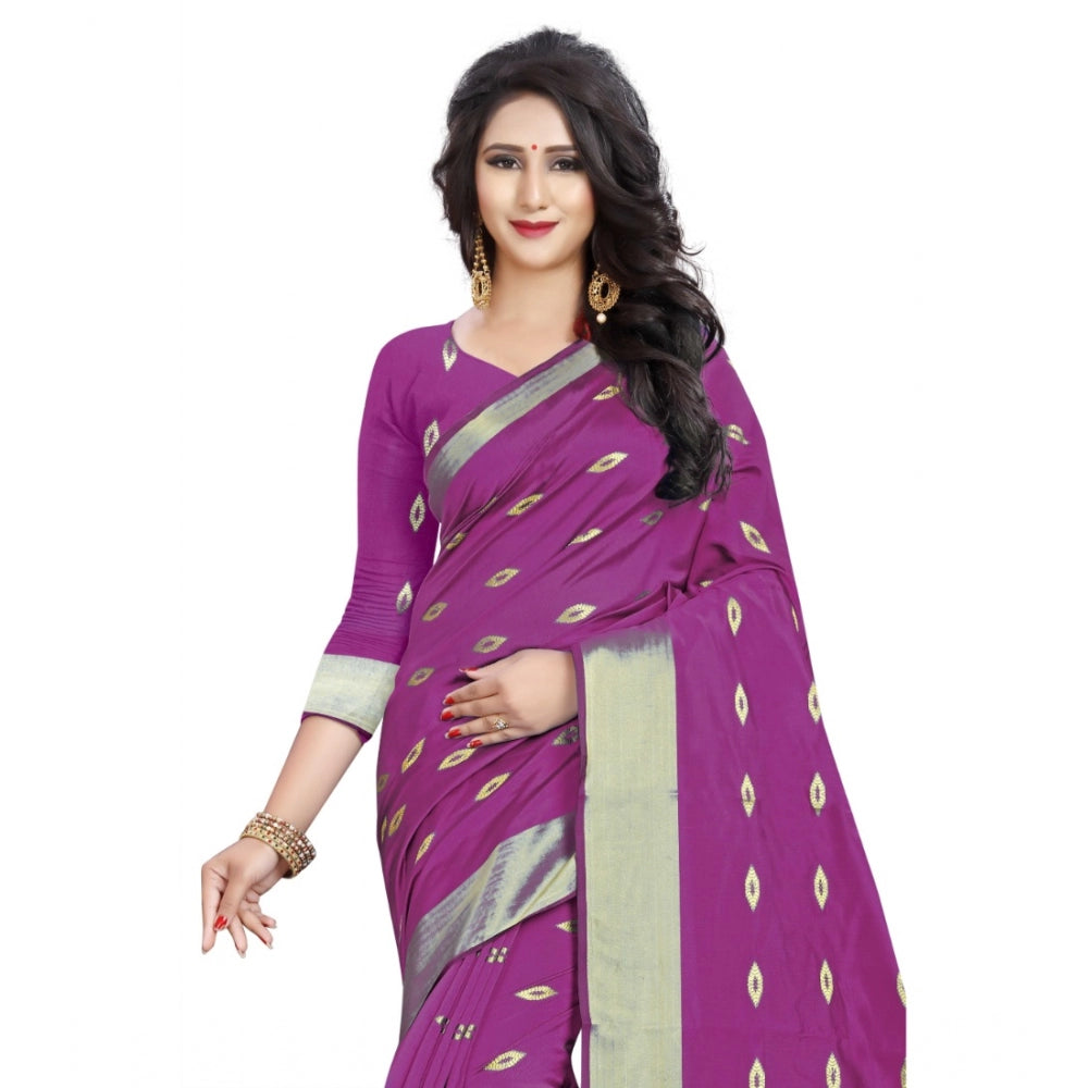 Snuggle Spot Women's Silk Blend Woven Saree With Unstitched Blouse 5.5Mtr (Pink)