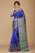 Snuggle Spot Women's Jacquard Woven Saree With Unstitched Blouse 5.5Mtr (Multicolor)