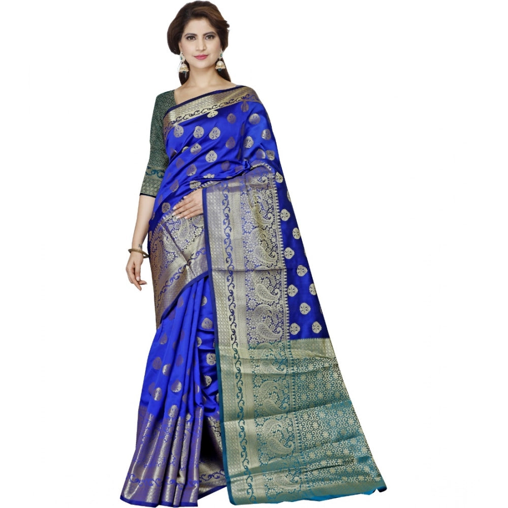 Snuggle Spot Women's Jacquard Woven Saree With Unstitched Blouse 5.5Mtr (Multicolor)