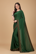 Snuggle Spot Women's Chiffon Self Design Saree With Unstitched Blouse 5.5Mtr (Green)
