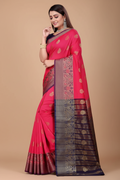 Snuggle Spot Women's Silk Blend Woven Saree With Unstitched Blouse 5.5Mtr (Multicolor)