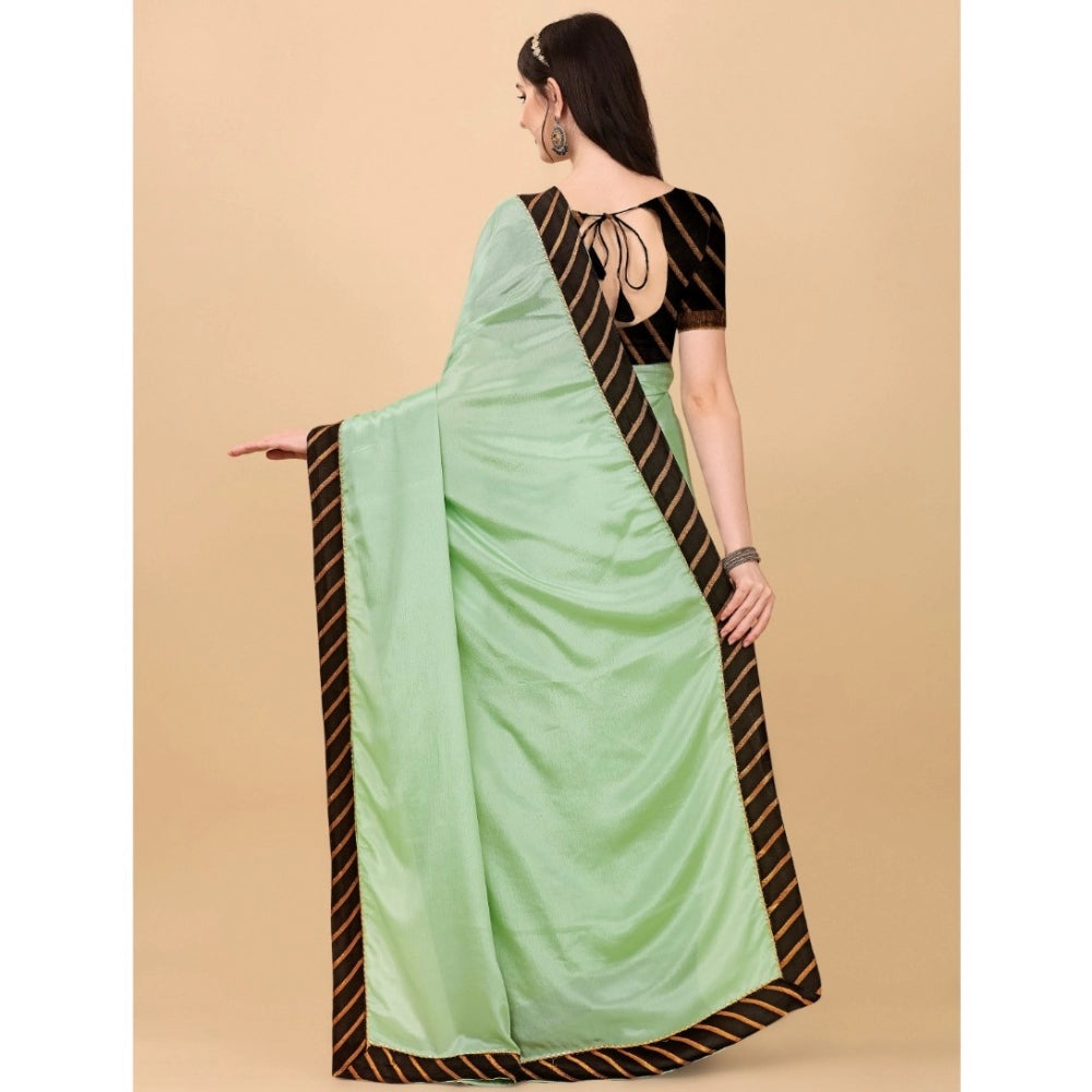Snuggle Spot Women's Chiffon Self Design Saree With Unstitched Blouse 5.5Mtr (Light Green)