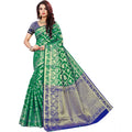 Snuggle Spot Women's Jacquard Woven Saree With Unstitched Blouse 5.5Mtr (Green)