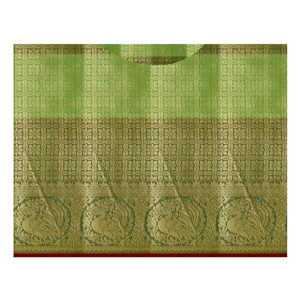 Snuggle Spot Women's Jacquard Woven Saree With Unstitched Blouse 5.5Mtr (Green)