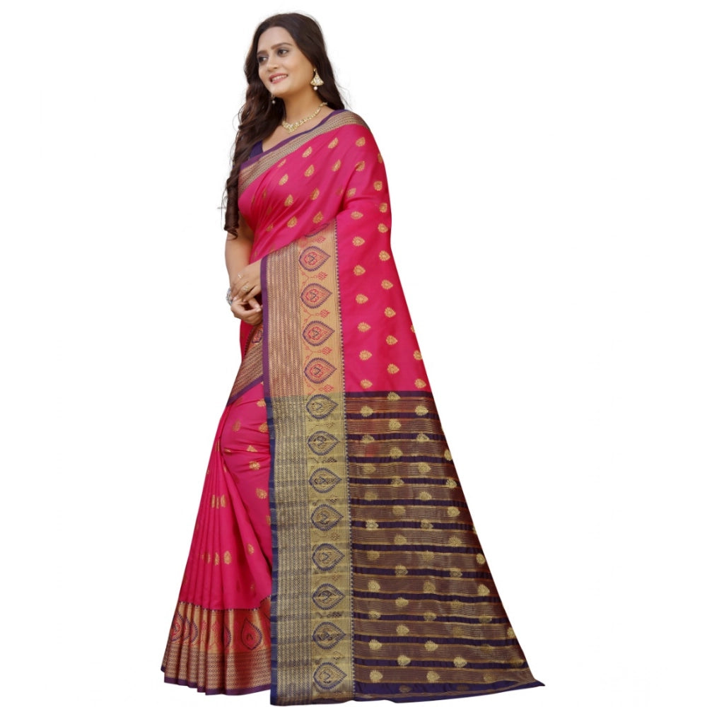 Snuggle Spot Women's Silk Blend Woven Saree With Unstitched Blouse 5.5Mtr (Multicolor)